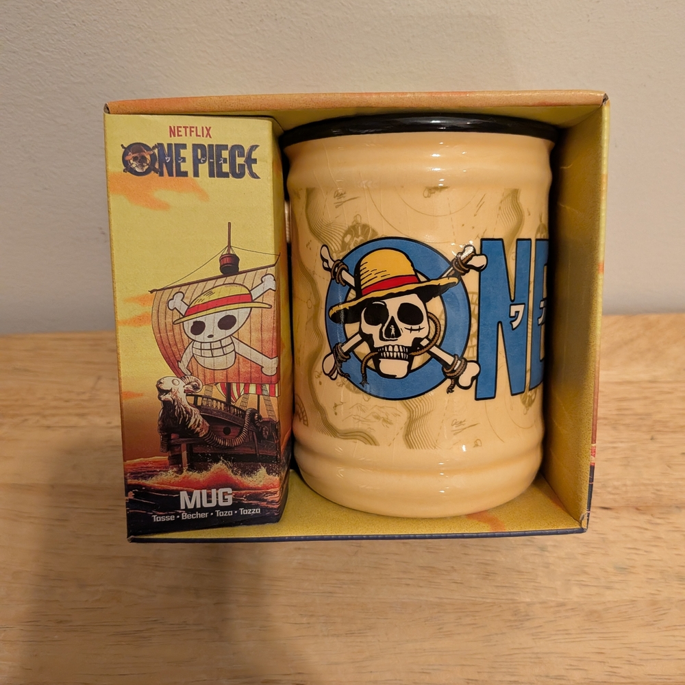 Onepiece Cream and Blue Skull Mug